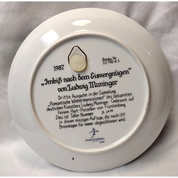 1987 Furstenburg Porcelain Muningers Romantic Winters Set of 4 Wall Plates Art - Picture 6 of 11